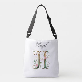 Cruzado Bolso Elegante de Floral de Oro con Letra H