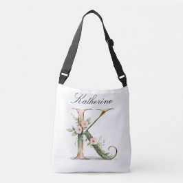 Cruzado Bolso Elegante de Floral de Oro con Letra K