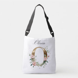 Cruzado Bolso Elegante de Floral de Oro con Letra O