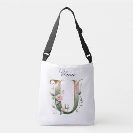 Cruzado Bolso Elegante de Floral de Oro con Letra U