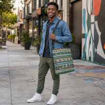 BOLSO TOTE AJUSTABLE "AGUA" - Tejido de estilo Mex