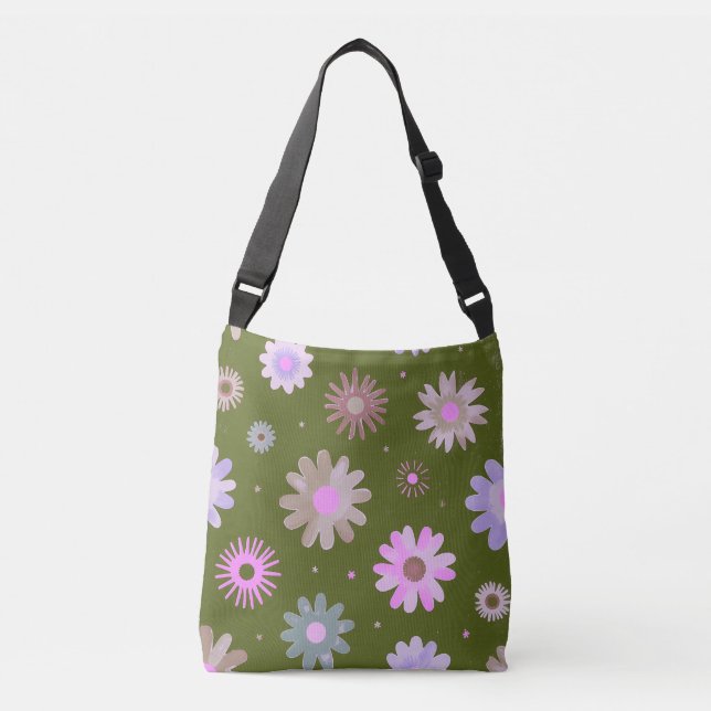 Cruzado Bolso tote de patrón floral suave (Anverso)