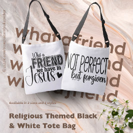 Cruzado Bolso Tote de Tema Religioso en Blanco y Negro