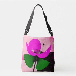 Cruzado Bolso Tote Flor de Rosa con Hojas Verdes