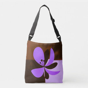 Cruzado Bolso tote floral púrpura – Diseño de flores moder
