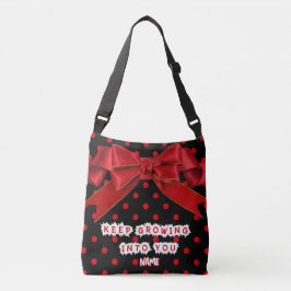 Cruzado Bolso tote personalizado de lunares rojos con lazo