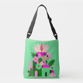 Cruzado Bolso Totem Casa Floral Verde