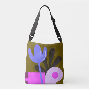 Cruzado Bolso Totém de Patrón Floral Abstracto Morado Mode