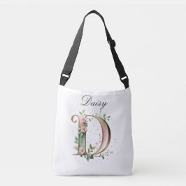 Cruzado Bolso transversal con letra D floral dorada elegan