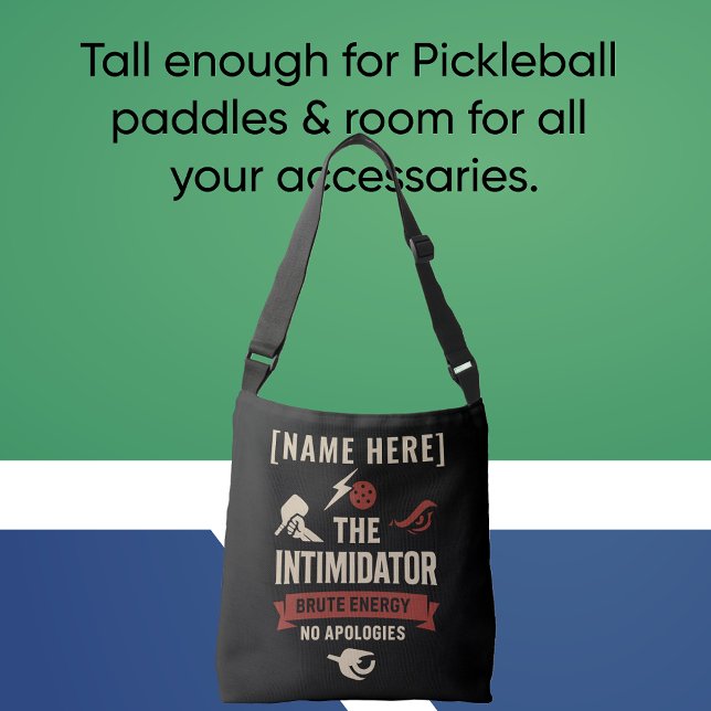 Cruzado Bolso transversal de pickleball con Intimidator (PICKLEBALL PERSONALIZED NAME SHOULDER BAG)