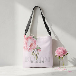 Cruzado Floral de Peonía Rosa Rubor | Bolso Tote Elegante 