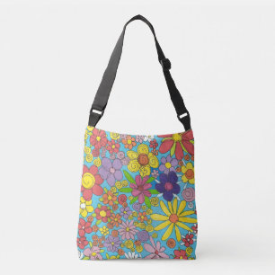 Cruzado Flores brillantes del Doodle sobre el bolso