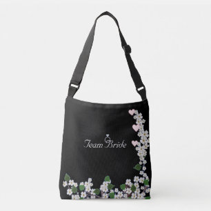 Cruzado Flores de equipo de novia elegantes en bolso negro