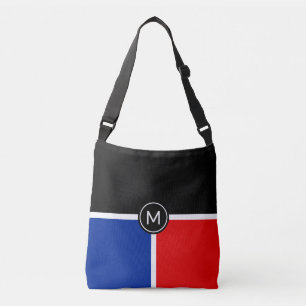 Cruzado Monograma en Bolso Crossbody Negro, Azul, Rojo
