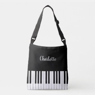 Cruzado Teclado de piano, bolso crossbody blanco y negro