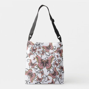 Cruzado Vuelo del bolso rosado de Crossbody de la mariposa