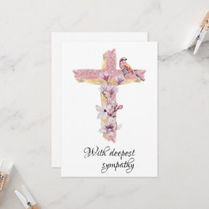 Cruzar con tarjeta de simpatía de magnolias rosas