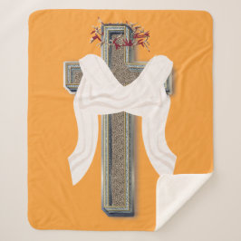 Cruzar la manta Sherpa con fondo Naranja