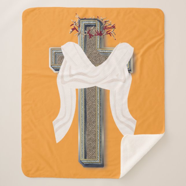 Cruzar la manta Sherpa con fondo Naranja (Anverso)
