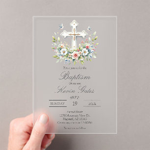 Cruzifixio invitación de bautizo