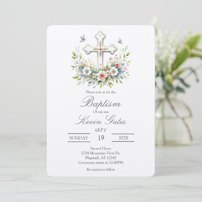 Cruzifixión  invitación de bautizo (Anverso de pie)