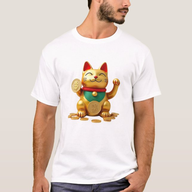 Crypto Maneki Neko Camiseta | Gato Afortunado de B (Anverso)