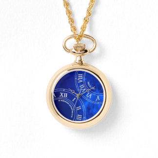 Crystal Cobalt RN Frente al reloj de collar de oro