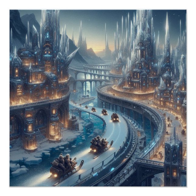 Crystal Ice World Fantasy Art Glossy Poster (Anverso)