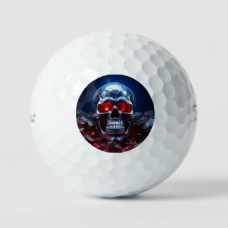 Crystal Skull con bolas de golf Ruby Red Eyes
