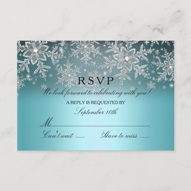 Crystal Snowflake Blue Winter RSVP (Anverso)