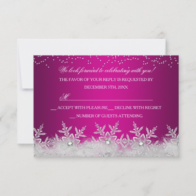 Crystal Snowflake Hot Pink Navidades Fiesta RSVP (Anverso)
