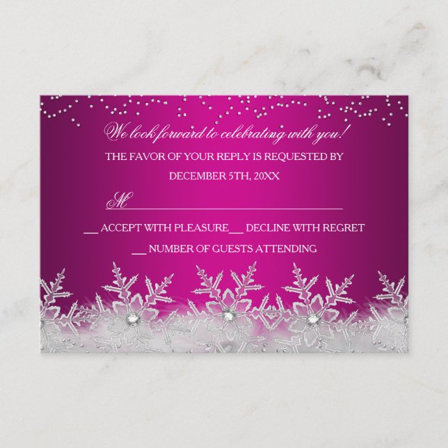 Crystal Snowflake Hot Pink Navidades Fiesta RSVP (Anverso)