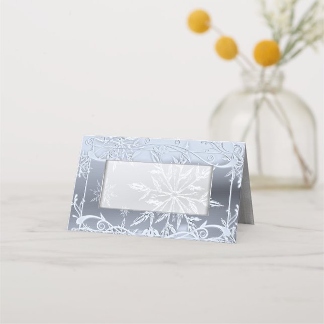 Crystal Snowflake Winter Wedter Doble Tarjeta de L (Anverso)
