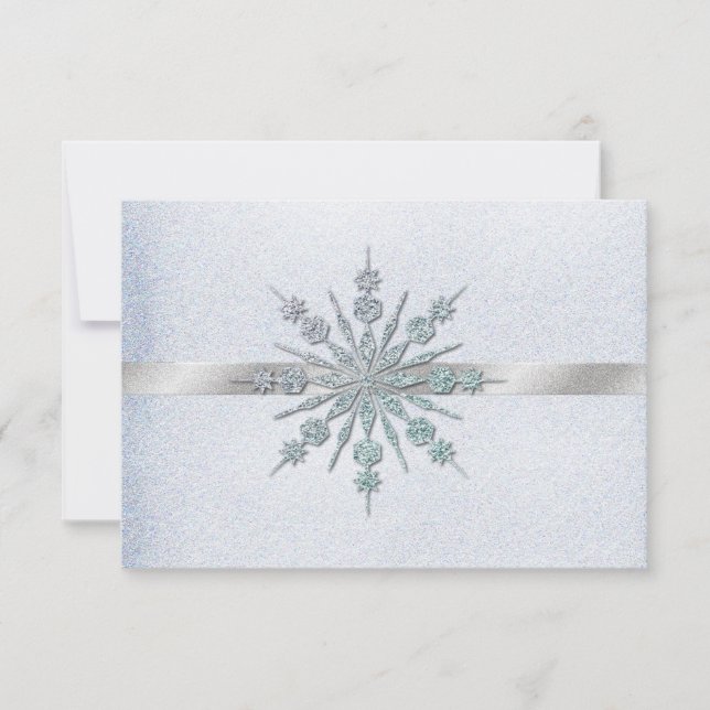 Crystal Snowflakes Winter Wedding RSVP (Anverso)