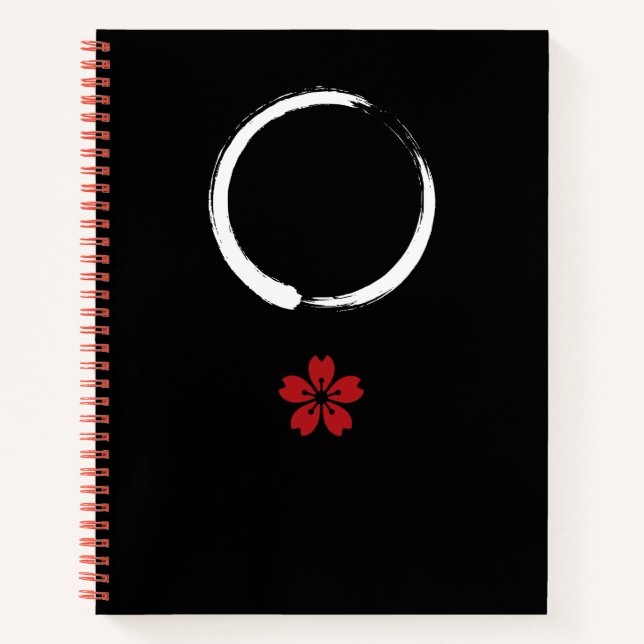 Cuaderno 円相桜 Enso Sakura – Japan Zen Black Notebook (Anverso)