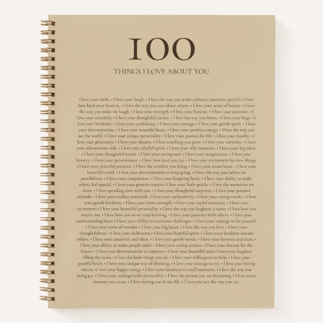 Cuaderno 100 cosas que amo de ti | Café Tan y Rico (Anverso)