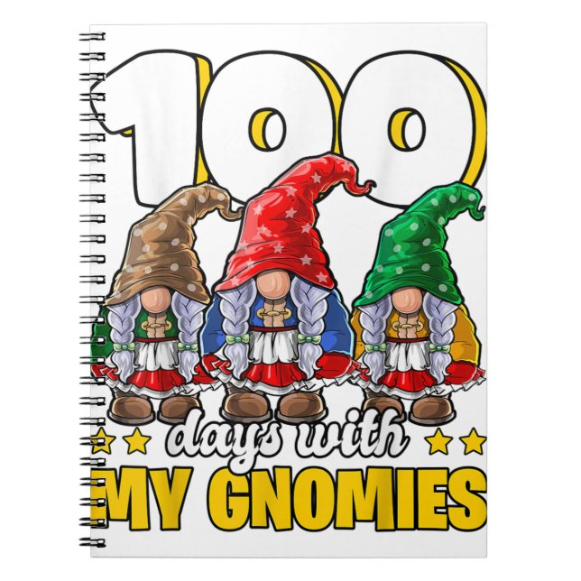Cuaderno 100 días con mis gnomies feliz 100° día de clases (Frente)