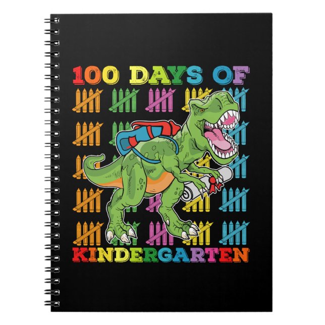 Cuaderno 100 Días De Escuela De Kindergarten T Rex Dinosaur (Frente)