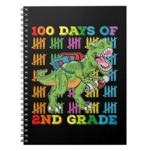Cuaderno 100 Días De Escuela De T Rex Dinosaurio De 2do Gra