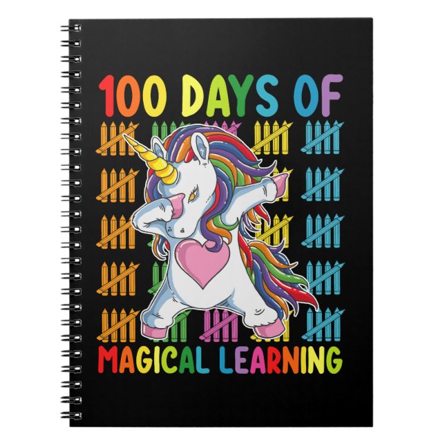 Cuaderno 100 Días De Escuela De Unicornios De Aprendizaje M (Frente)