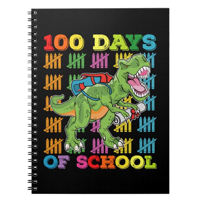 Cuaderno 100 Días De Escuela T Rex Dinosaurio Profesor Estu (Frente)