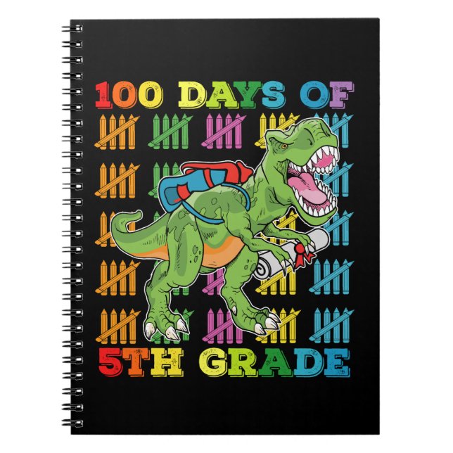 Cuaderno 100 Días De La Escuela De Dinosaurio De 5º Grado T (Frente)