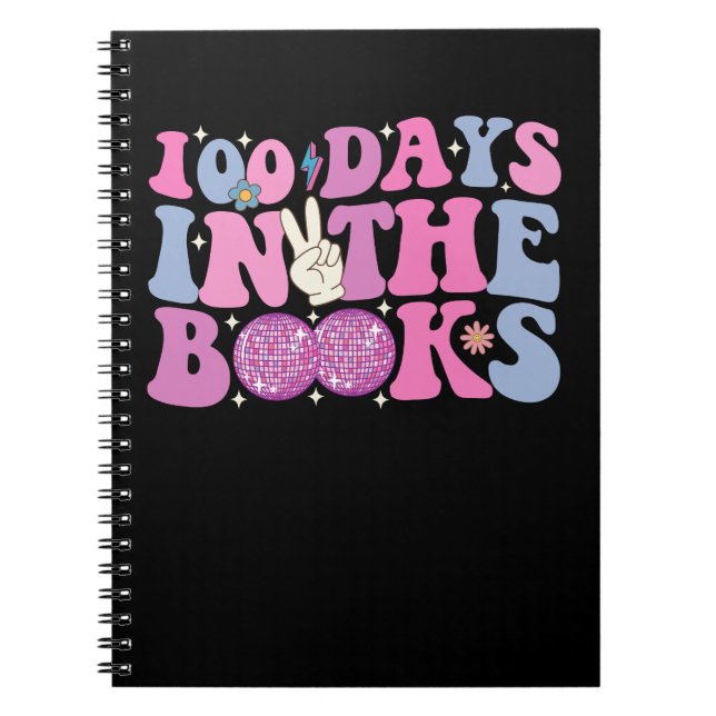 Cuaderno 100 Días En Los Libros Bola De Disco Groovy Retro (Frente)