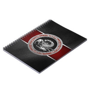 Cuaderno [100] Escorpión de plata sagrada sobre negro