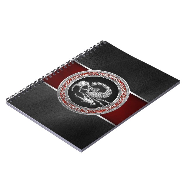 Cuaderno [100] Escorpión de plata sagrada sobre negro (Lado Izquierdo)