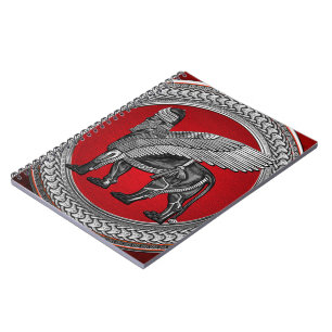 Cuaderno [100] León alado asirio: Lamassu dorado y negro