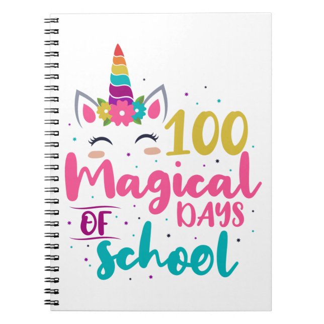 Cuaderno 100 Mágicos Días Escolares De Unicornio (Frente)