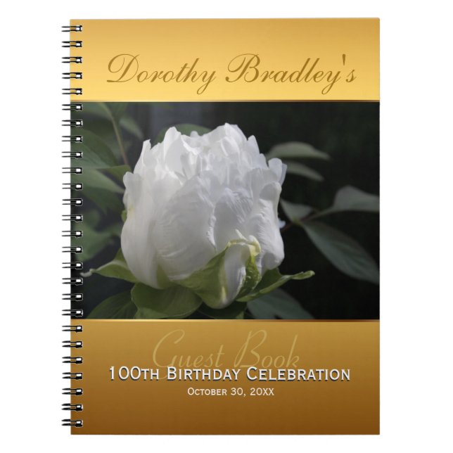Cuaderno 100o Libro de visitas del personalizado del Peony (Frente)