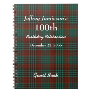 Cuaderno 100o Tela escocesa roja y verde del libro de