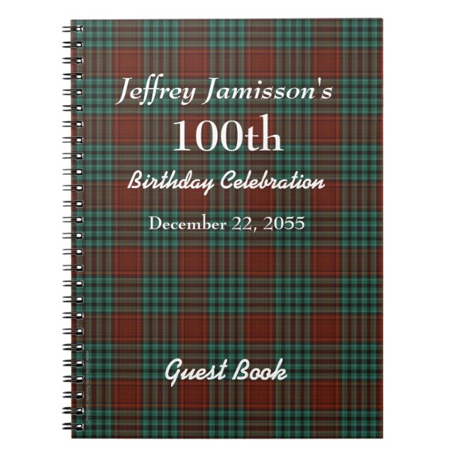 Cuaderno 100o Tela escocesa roja y verde del libro de (Frente)